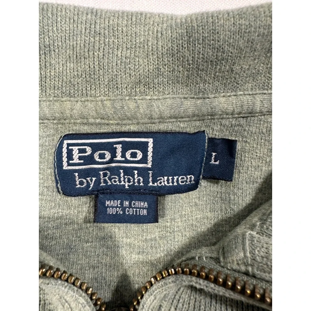 Polo Ralph‎ Lauren Mens Large Sage Green Quarter Zip Cotton Pullover Sweater L